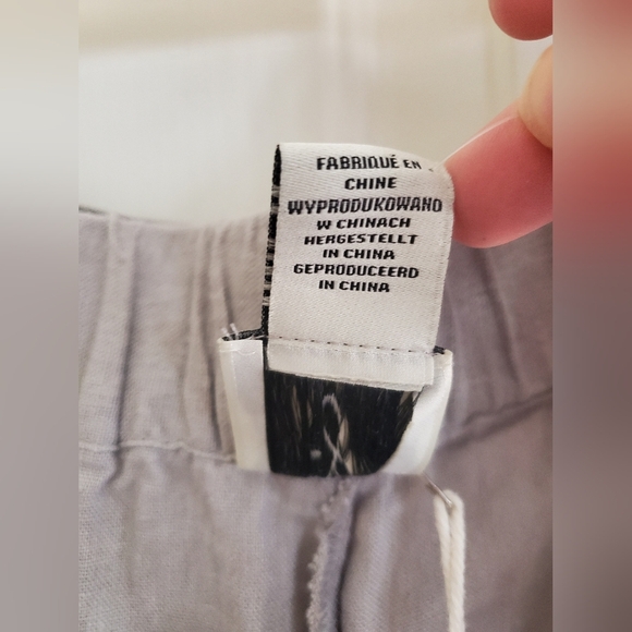 NWT Joie Linen Blend Gray Wide Leg Pants Size L Tie Elastic Waist Pockets - Picture 8 of 9